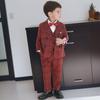 Boys Suit Set Fashion Plaid British Style School Kids Host Performance Costume Flower Children Wedding Outfit Toddler Birthday Formal Wear