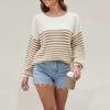 Women's Fall/winter Round Neck Striped Baggy Plus Size Knit Sweater