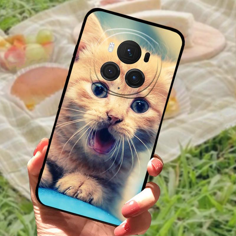 Чехол-бампер для Honor Magic6 Pro, силиконовый, мягкий, с рисунком под мрамор, черный, полный комплект защиты