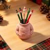 Retro Elk Snowflake Desk Decor 3D Printed Sweater Pen Holder, Creative Organizer with Relief for Home Durable Holder Office School Supplies,