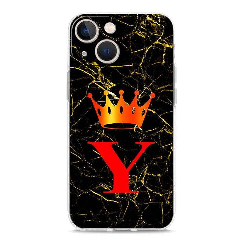 Чехол для iPhone 16 Чехлы iPhone 15 12 13 14 16 Pro Max X XR XS Max 15 Plus iPhone11 Крышка Роскошный Мраморный Буква A B Корона