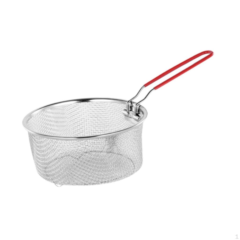 Deep Fry Basket In Stainless Steel for Kitchen Use, Wire Strainer