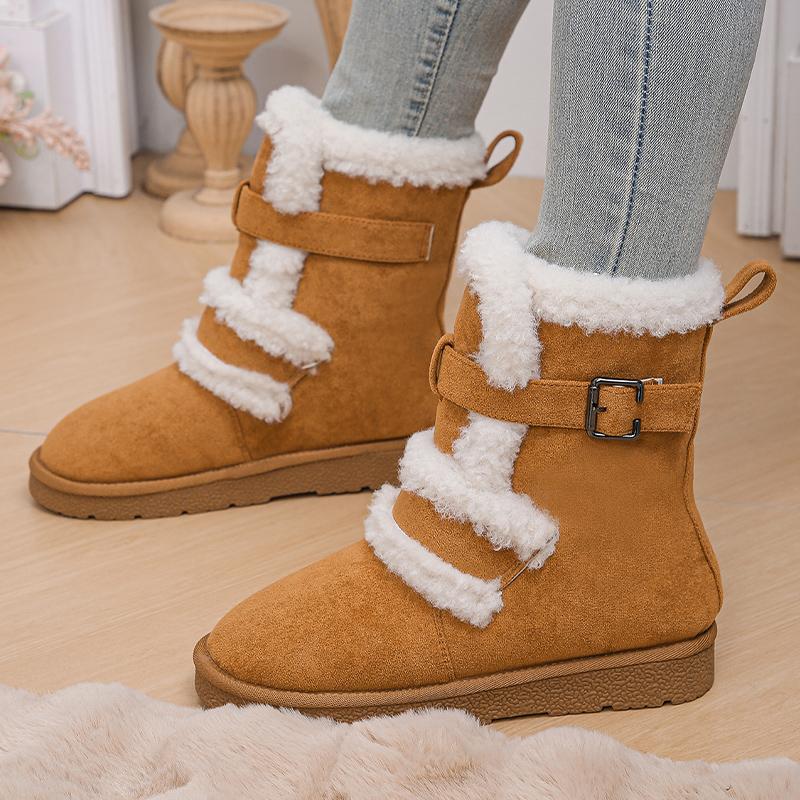 Меховые Балетки Женские Снежные Ботильоны Замшевые Короткий Плюш Дизайнерские Новые Хлопковые Туфли Тренд 2025 Теплые Уютные Повседневные Зимние Боты Женские