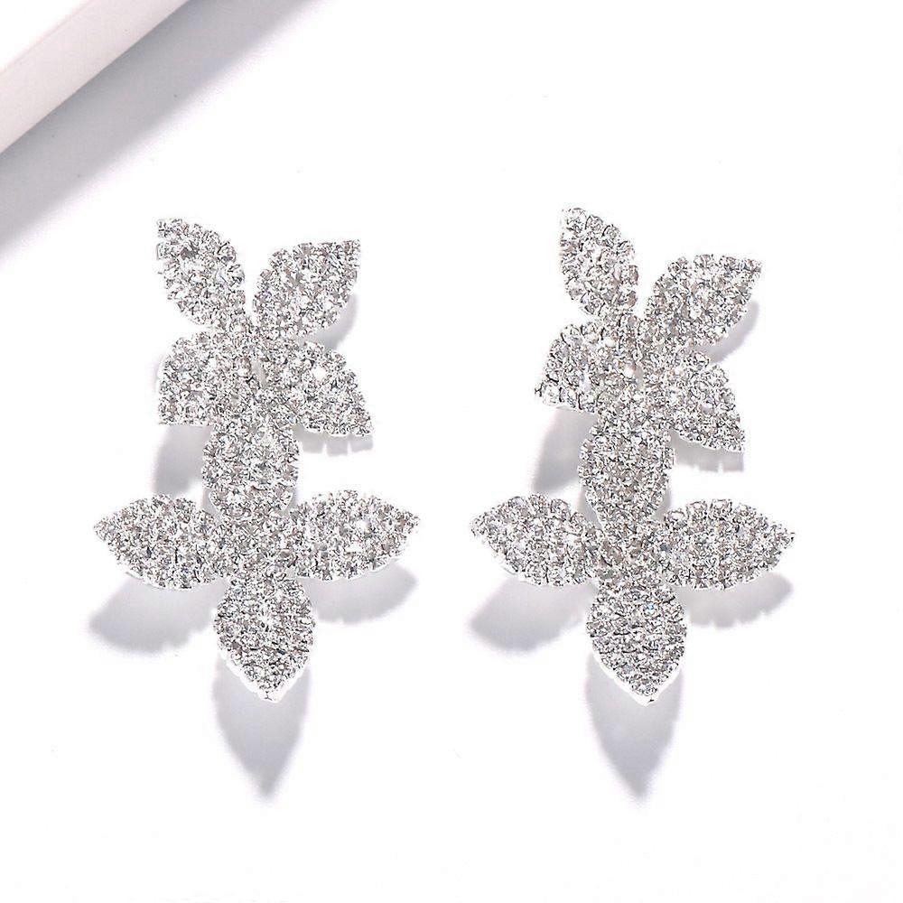 New rhinestone flower pendant earrings simple temperament small fresh earrings earring accessories female gold
