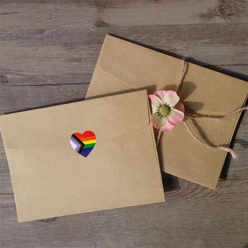 Gay Pride Stickers 500pcs/Roll Decorative Stickers for Bag Cup Vase Heart/Square Shape Rainbow Stickers Special Gifts
