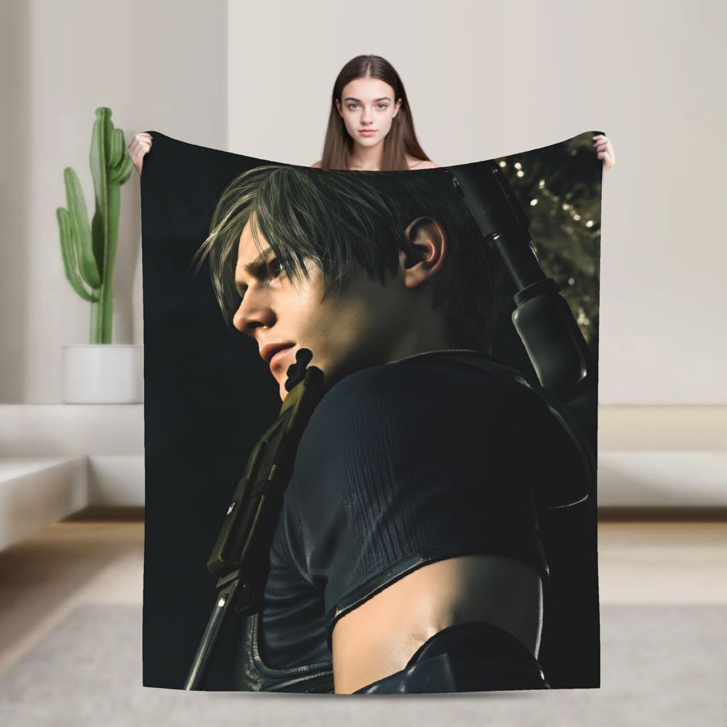 Leon Kennedy Throw Blanket Super Soft Funny Blanket For Couch Chair Travel Flannel Bedspread Bed Cover
