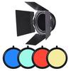 Flash Strobe Barn Door Reflector Diffuser & Hoenycomb Grid 4X Color Filter
