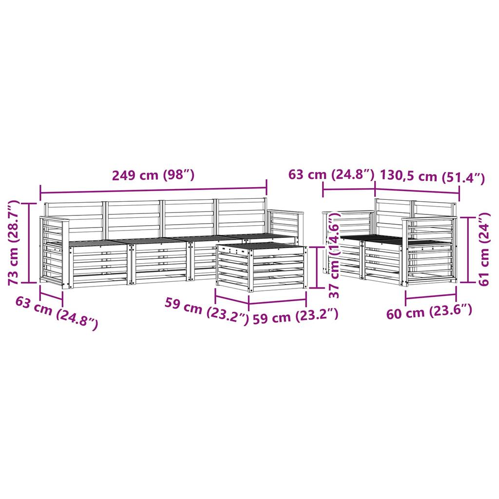 7 Piece Outdoor Sofa Set Natural Solid Acacia Wood