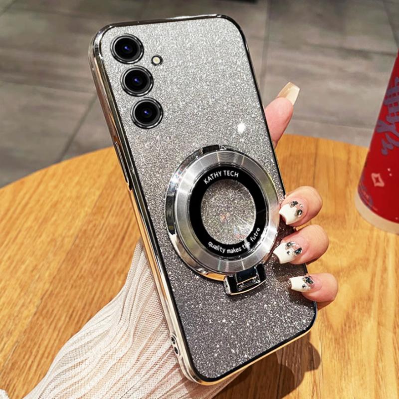 Роскошный чехол для телефона с блестящим магнитным держателем для Samsung Galaxy M13 M14 M54 M55 M23 M53 M52 M51 M31 M12 M33, чехол-кронштейн