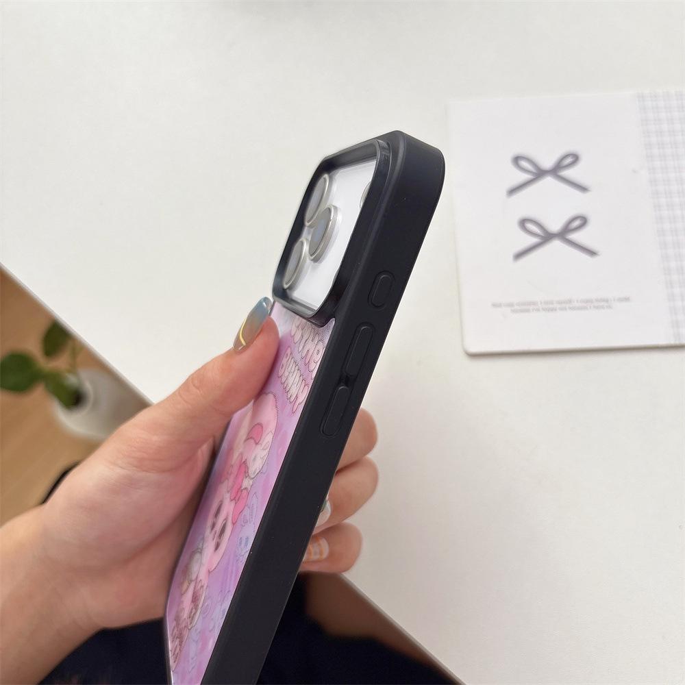 Розовый мультяшный чехол для телефона с кроликом для iPhone 16/17 Air/13 Pro Max/12 - Магнитный, Милый дизайн