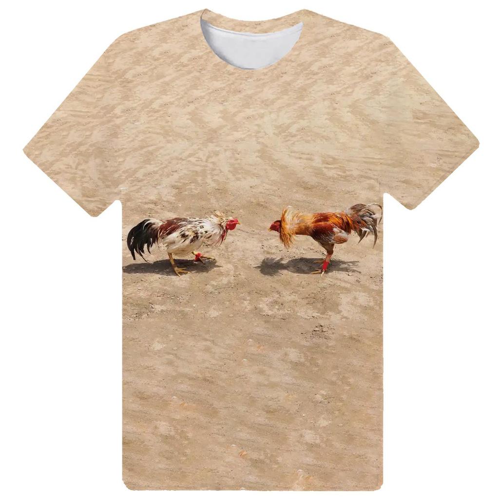 Летний топ с круглым вырезом и принтом «Петушиная игра», модные повседневные футболки с короткими рукавами для мужчин и женщин, для мальчиков и девочек, универсальные футболки