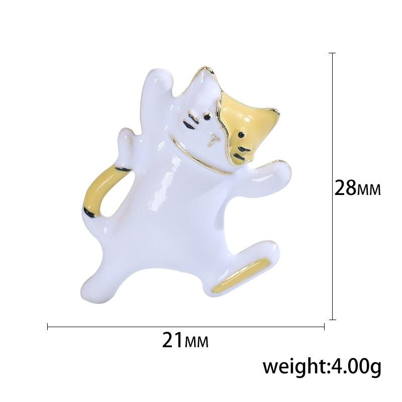 Blucome Прекрасные масляные танцующие белые броши с котом, ювелирные изделия из эмалированного сплава, свитер, шапки, аксессуары для женщин и девочек