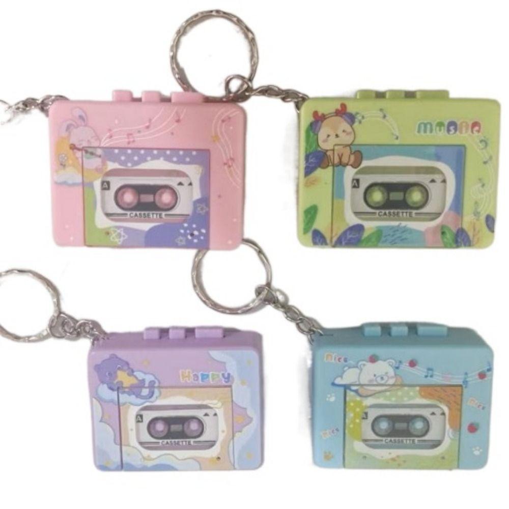 With music Retro Tape Recorder Keychain Cassette Recorder Recording Music Box Pendant   Backpack