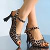 Мода Женские Высокие Каблуки Сексуальные Сандалии на Тонкой Подошве с Леопардовым Принтом Женская Мода 2025 Мода Сандалии с Открытым Носком Офисные Большие Размеры Женские Сандалии