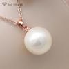 Fashion Rose Gold Color Round Simulated-pearl Pendant Necklace For Women Wedding Party Jewelry Fine Gift