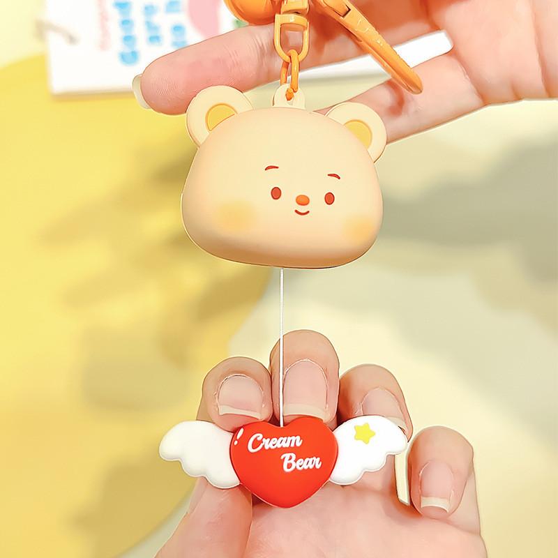 Кремовый мишка Причудливый брелок-пуллер в форме сердца Очаровательные милые брелоки из смолы для подарка