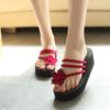 Summer New High Heels Wedge Shoes Women Flip Flops Thick Platform Women Slippers Sweet Flowers Clip Toe Outdoor Sandals