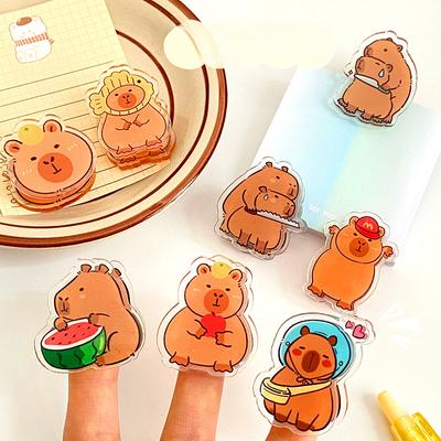 Кавайные пружинные зажимы Capybara Мультяшные пружинные зажимы из толстого пластика Офисные полезные зажимы Канцелярские принадлежности для студентов