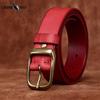 Belt Men's First Layer Cowhide Leather Pin Buckle Red Casual Belt All-Match Simple Red Belt Men's