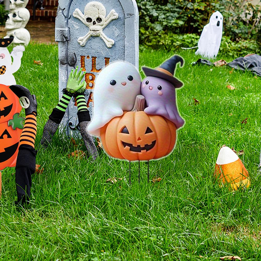 Durable Halloween Decor Halloween Skull Decoration Spooky Halloween Pumpkin Ghost Yard Sign Decorations for Outdoor