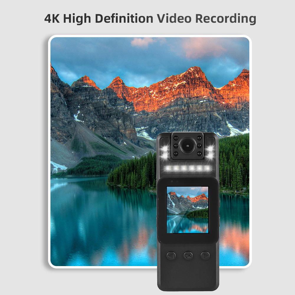 Нательная камера 4K с аудио- и видеозаписью Носимая нательная камера Wi-Fi Видеокамера с поворотом на 180 градусов