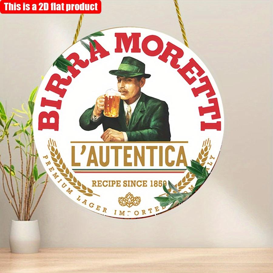 Mfoever D Плоский см шт Bira Moretti Пивная Тема Круглая Вывеска на Дверь Классический Дизайн Пивоварни Ретро Настенное Искусство Декор Подходит для Баров Пивных Клубов и Задних Дворов