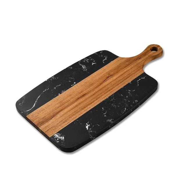 1Pc Wood Chopping Board Bread Marble Cutting Boards Fruit Serving Platter Black Steak Cheese Board Plate Outdoor Kitchen Tools