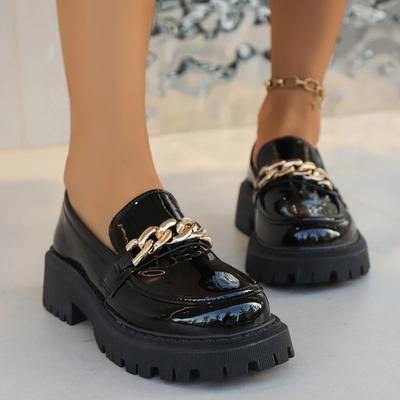 Новые минималистичные нескользящие женские туфли на платформе, новый стиль, 2024 г., маленькие кожаные туфли, мягкая подошва на толстом каблуке, женская повседневная обувь