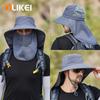 OLIKEI Summer Men's Sun Hat Breathable Quick-drying Fishing Hat Big Brim Sun Protection Face Cover Fisherman Hat Outdoor Travel Cycling Hat