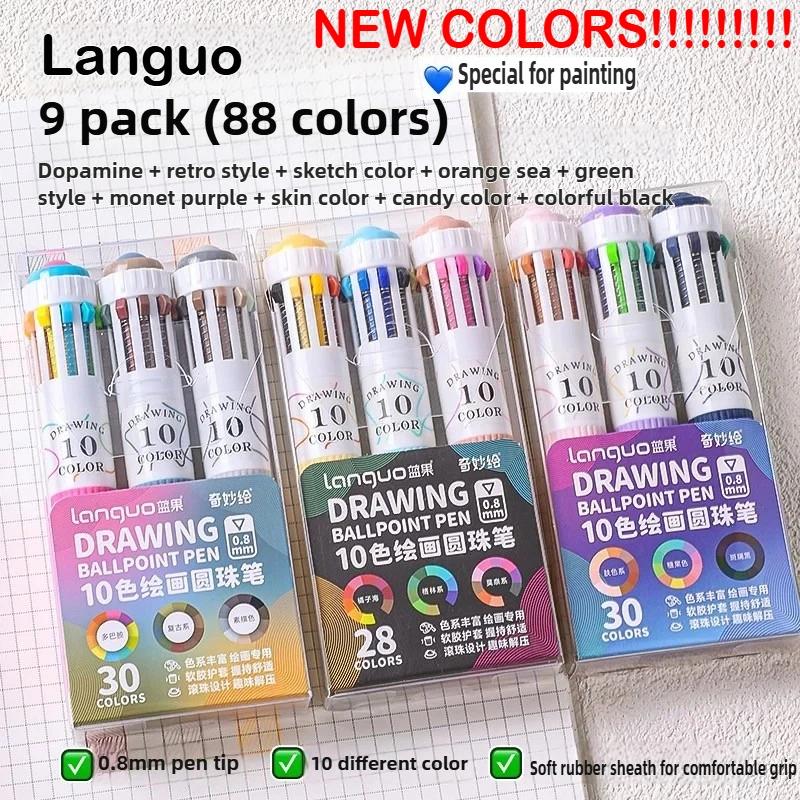 Шариковая ручка Languo 146/10 цветов 0,8 мм, мультяшная, с мягким захватом, нажимная, для рисования, разноцветная, канцелярские принадлежности для офиса и школы