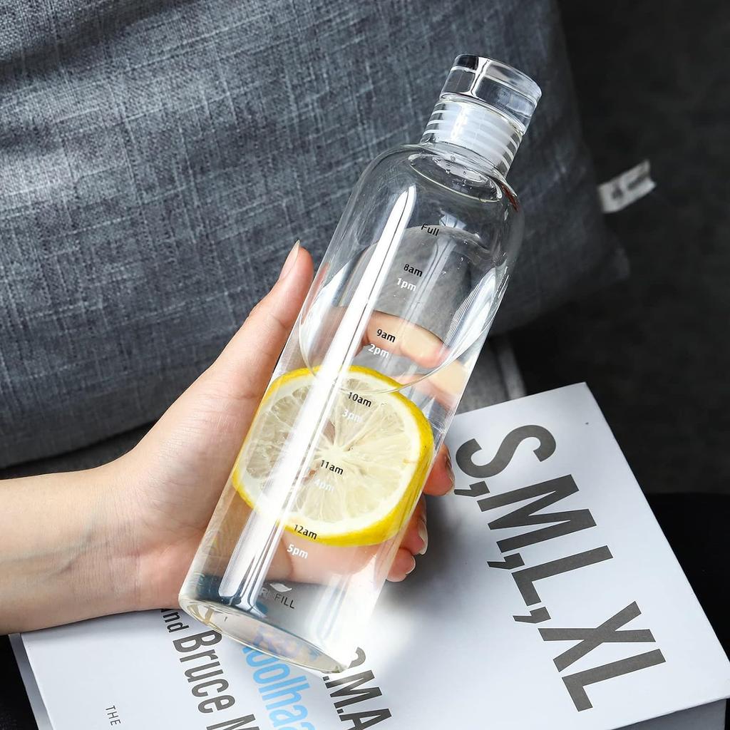 500ml Water Bottle With Time Marker Large Capacity Sports Water Bottle Plastic Clear Milk Juice Bottle Birthday Gift