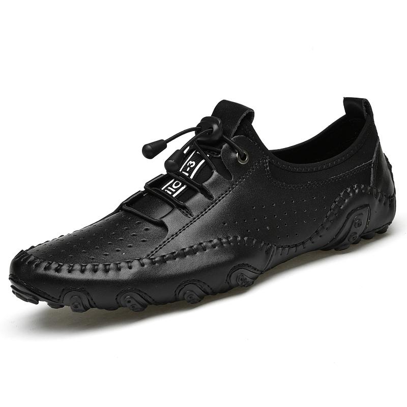 Genuine Leather Casual Men Loafers Comfortable Slip On Moccasins Flats Soft Daily Walking Driving Shoes