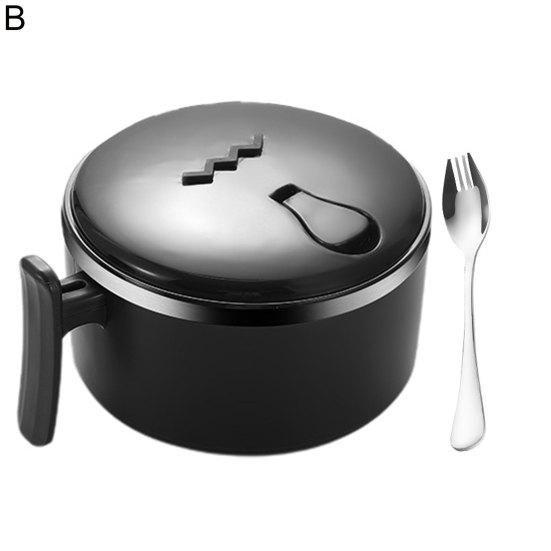 1000ML Noodle Bowl Food-grade Portable Anti-leak Stainless Steel School Dorm Student Ramen Noodles Bowl