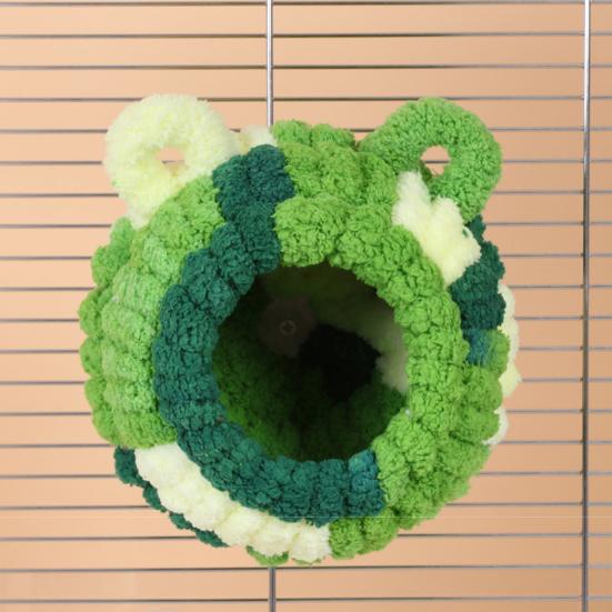 Winter Birds Nest Fluffy Parrot House Cute Flannel Cave Birdhouse with Ears Warm Parakeet Nest for Birdcage Budgerigars Cockatiel