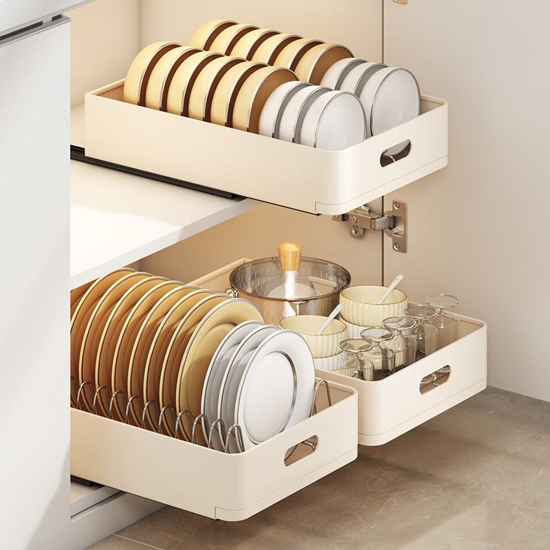 Kitchen Storage Rack with Slide Rails Retractable Drawer Organizer Pull-out Cabinet Organizer Tray Spice Box Kitchen Accessories