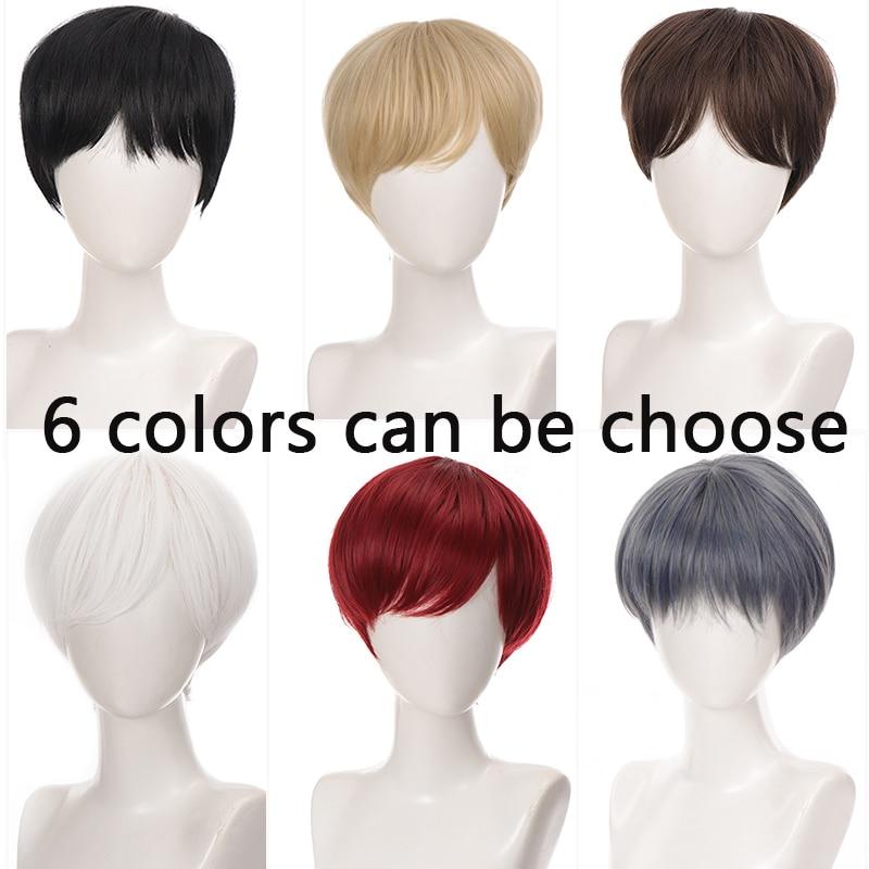 LUPU Korte Rechte Jongen Косплей Pruiken Аниме Zwart Bruin Wit Natuurlijke Fake Valse Haar Partij Pruik Voor Mannen Hoge Temperatuur fibre