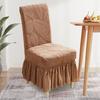 Jacquard Dining Chair Cover Elastic Chair Slipcover with Long Ruffled Skirt Stretchy Chair Cover for Dining Room Wedding Banquet Decor