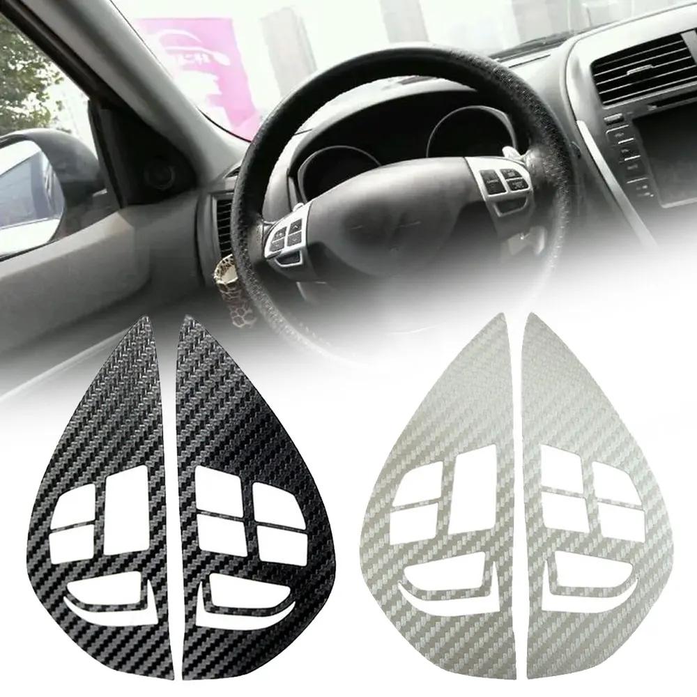 1Pc Car Carbon Fiber Control Button Steering Wheel Switch Interior Sticker for Mitsubishi ASX Lancer Outlander RVR Pajero Sport