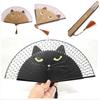 Складной веер с рисунком мультяшного кота, винтажный бамбуковый шелковый веер для рукоделия, украшение для дома