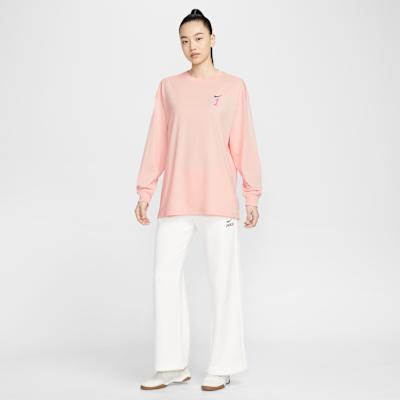 Women's Nike T Shirts Women's Pink Crew Neck Moderate Straight Fit