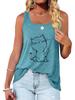 Женская модная майка с принтом кошки, летняя повседневная футболка без рукавов с круглым вырезом