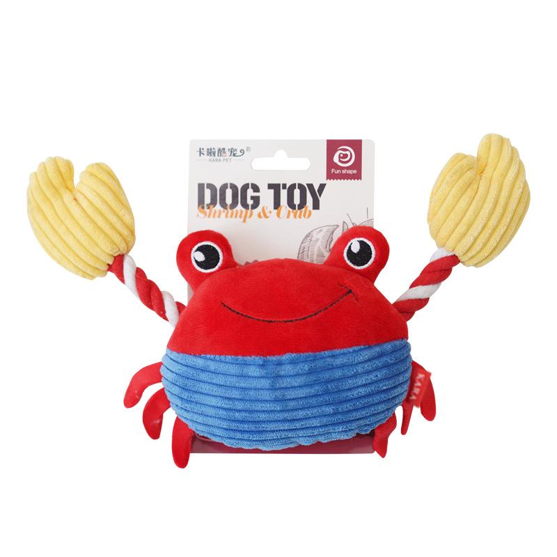 Shrimp Crab Plush Squeaky Dog Toy Hide Food Puzzle Rope Molar IQ Training Toy For Puppy Small Medium Dogs