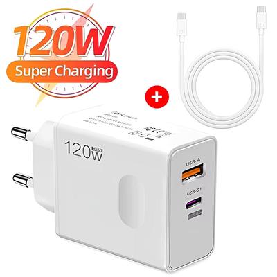 120 Вт GaN зарядное устройство USB C зарядное устройство Type C быстрая зарядка Quick Charge3.0 PD кабель настенный телефонный адаптер для iPhone Samsung Xiaomi
