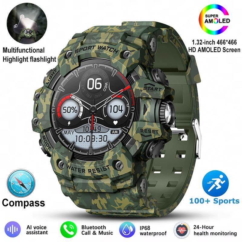Новые Военные Спортивные Умные Часы Мужские 100+ Спортивных Режимов Outdoor Фитнес Компас Пульсометр BT Звонки Водонепроницаемые Smartwatch Для iOS Android