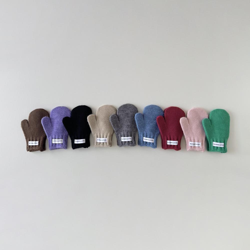 Korean Style Kids Mittens with Love Heart Pattern Ins Fashion Winter Gloves with Anti-Loss Neck Cord Warm Baby Toddler Mittens