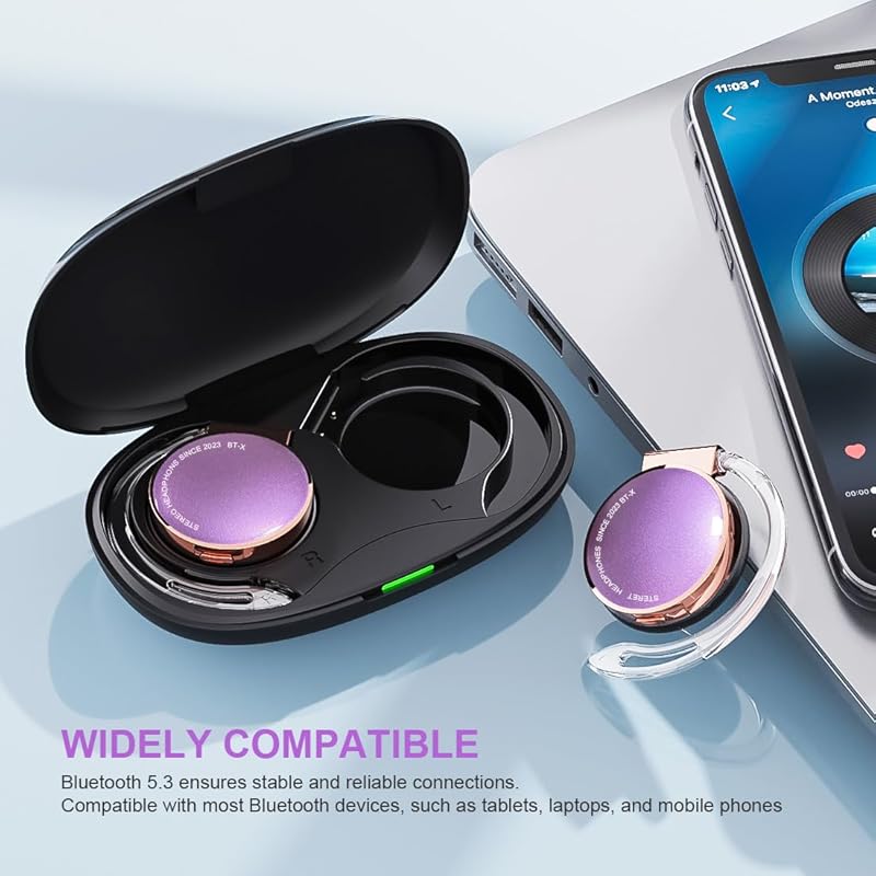 wireless earphones ear hook type clip headphones Bluetooth 5.3 lightweight earphones It doesn't hurt to wear it suitable for holiday gifts (rose gold