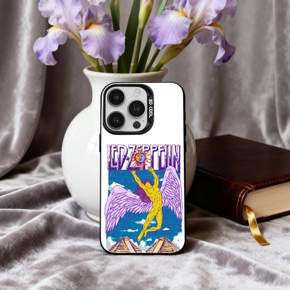 Крутой чехол для телефона Rockin L-Led Z-Zeppelin BAND для iPhone17,16,15,14,13,12,11 Plus,Pro Max Конфетный Серебряный Покрытие Внутри