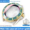 MDV106 metal Case film bezel bumper armor For Casio MDV-106 Stainless Steel Crown Caseback Sapphire Glass men Watch accessories