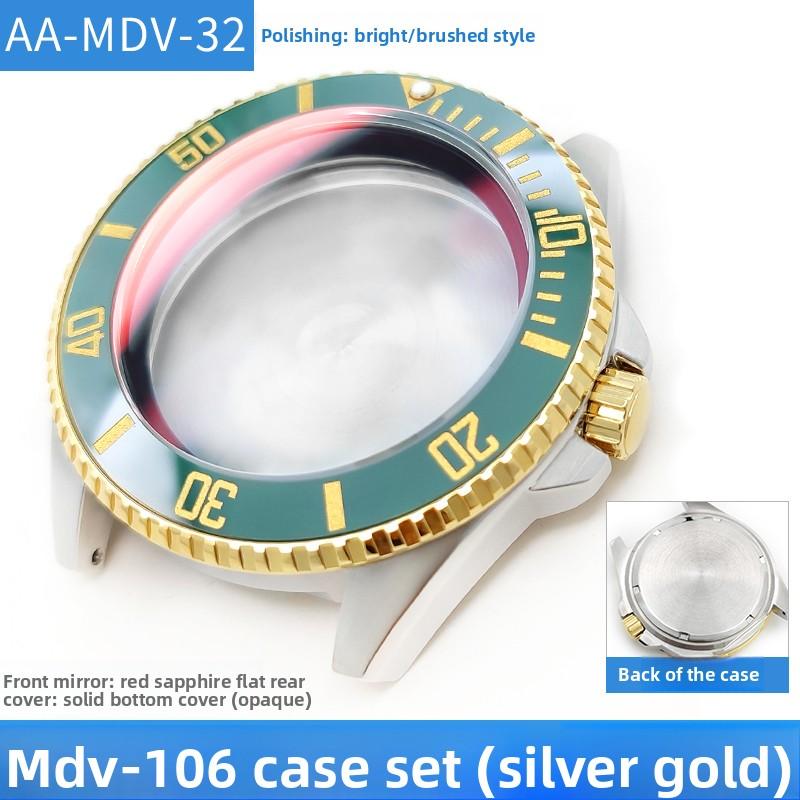 MDV106 metal Case film bezel bumper armor For Casio MDV-106 Stainless Steel Crown Caseback Sapphire Glass men Watch accessories