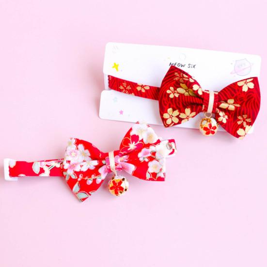 Ошейник для домашних животных в японском стиле, регулируемый отрывной воротник для домашних животных, кошек, собак, ошейники с бантом для